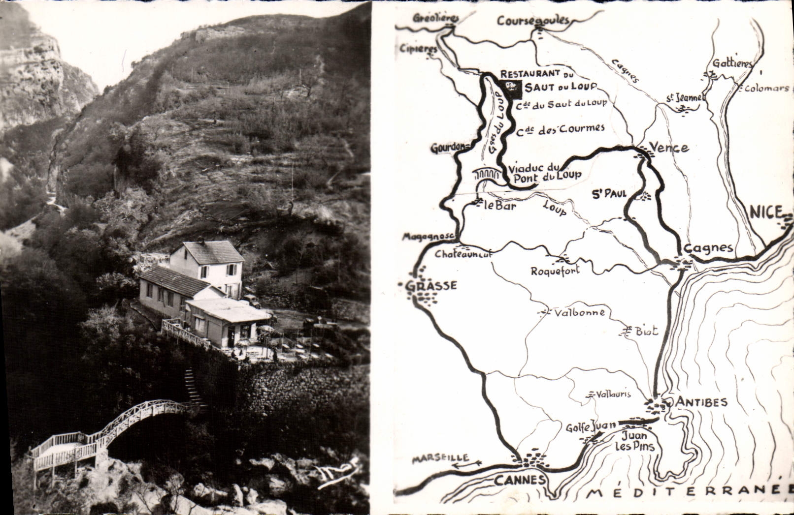 CPA La Cote d'Azur plan de l'Excursion du Saut du Loup 