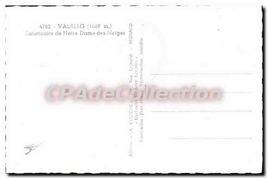 CPA Valberg Sancluaire de Notre Dame des Neiges  — Verso
