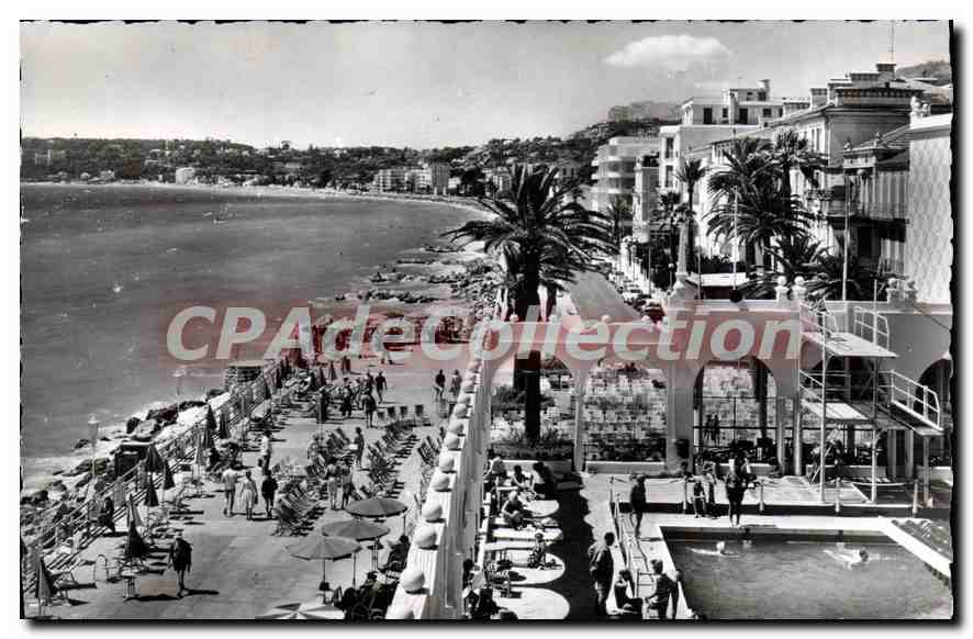 Menton — La piscine du Casino, la Promenade et la plage — CPA Arde Collection