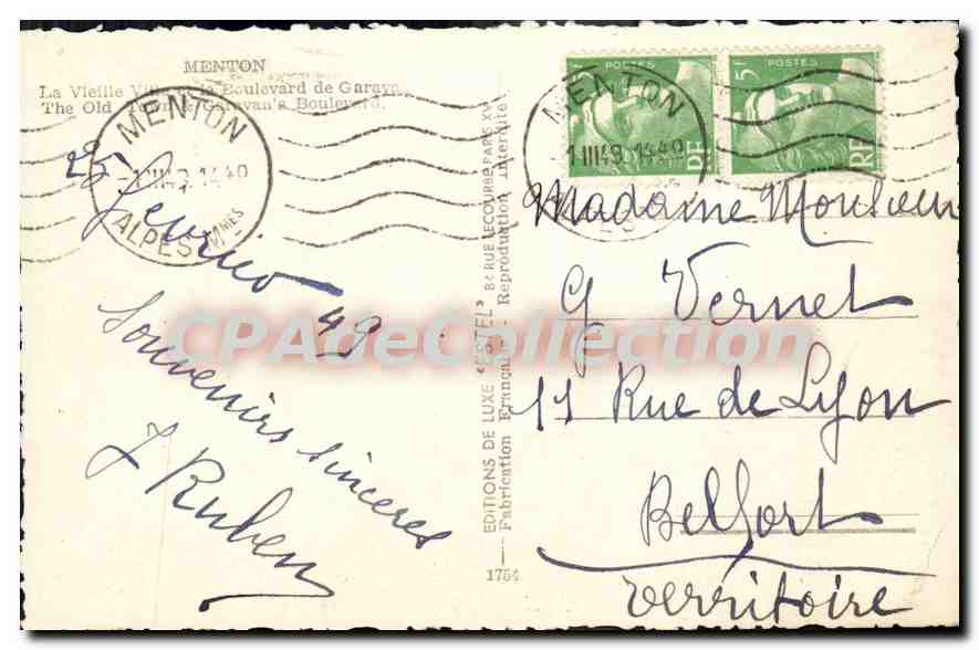 Menton — La Vieille Ville — Estel — Verso