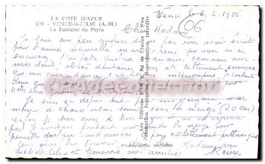 La Fontaine du Peyra — Vence (Alpes-Maritimes) — Éditions Nîce — Verso