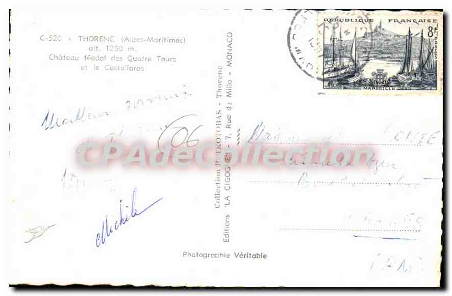 CPA Thorenc Alpes Maritimes Chateau feodal des Quatre Tours et le Castellaras  — Rückseite
