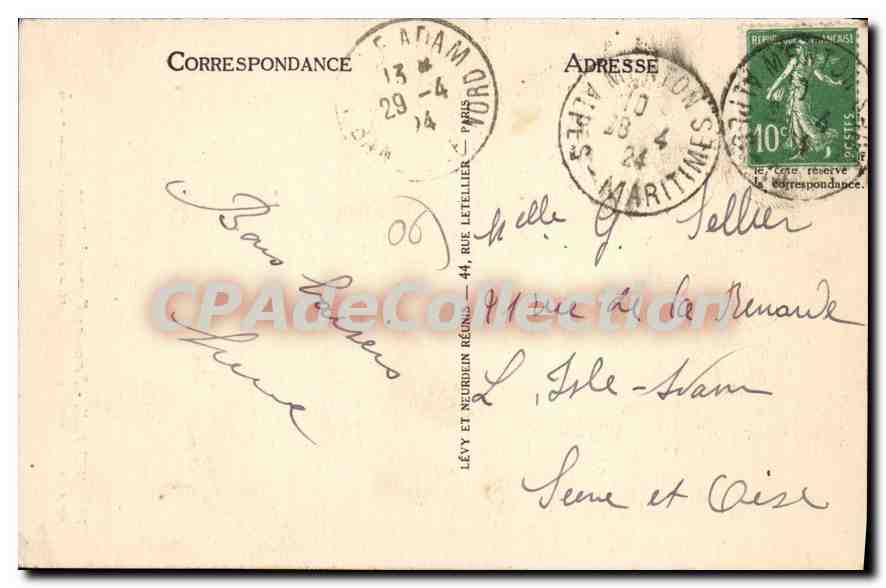 Menton - Frontière Franco-Italienne et le Pont Saint-Louis - Selecta LL — Verso