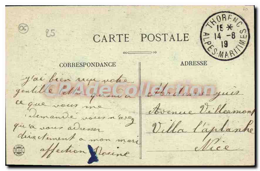 CPA La Clue de Saint Auban pres Thorenc  — Rückseite