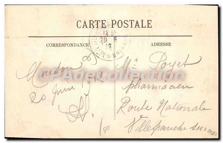 CPA Menton Vallee du Real pont Saint Louis  — Rückseite