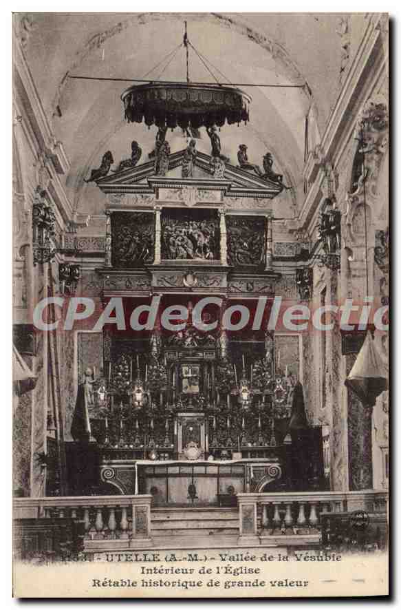 CPA Utelle A M Vallee de la Vesubie interieur de l'Eglise retable historique de grande valeur 