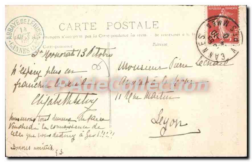 CPA Cannes A M Abbaye de Lerins Portique d'entree  — Rückseite