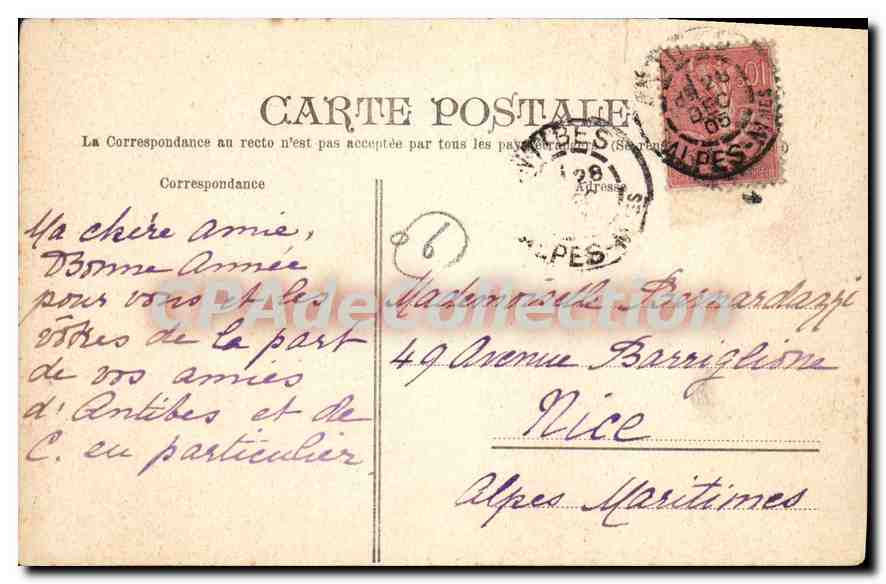 Antibes (A-M.) — Le Port et le Fort Carré — P. L. Maillan lib.-édit. Cannes 224 — Reverso