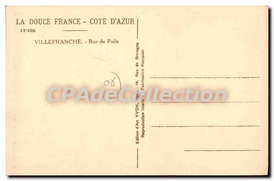 Villefranche-sur-Mer — Rue du Poilu — Édition d'Art YVON, Paris — Reverso