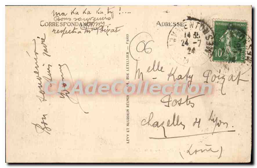 CPA Cannes la Croisette et le Mont Chevalier  — Rückseite