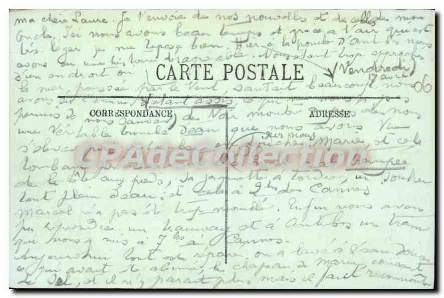 CPA Cannes le boulevard de la Croisette et le Mont Chevalier  — Rückseite