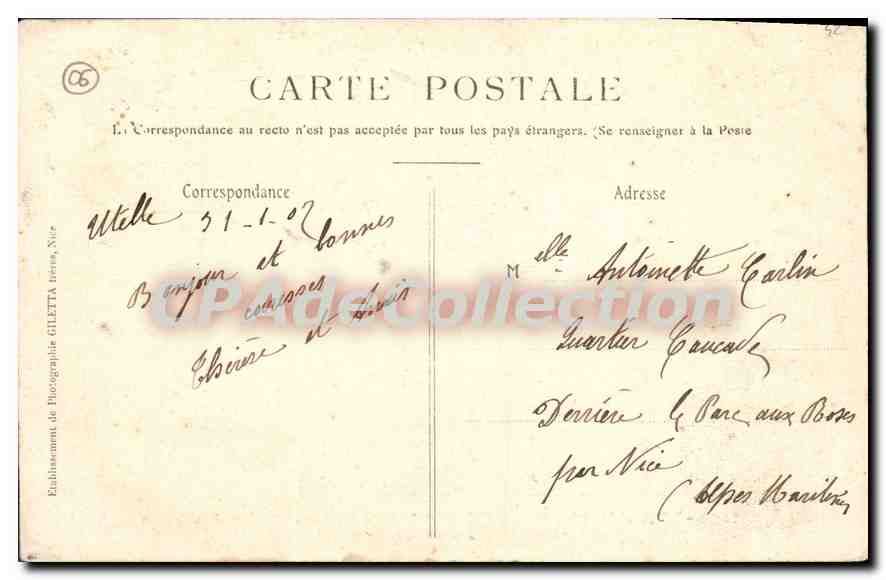 CPA Utelle Vallee de la Vesubie Chaine des Alpes  — Verso