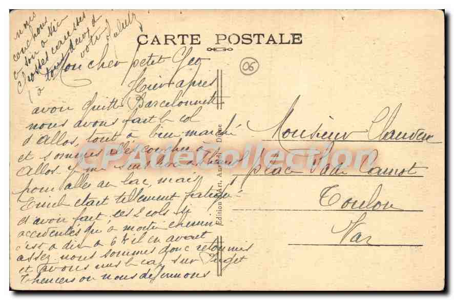 CPA Puget Theniers Vue generale et la Roudoule  — Verso