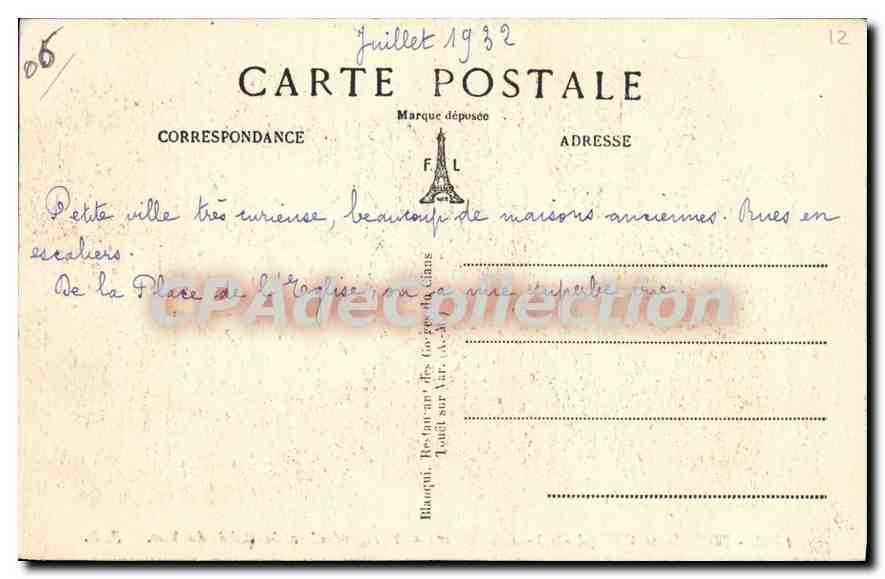 CPA Touet sur Var Vue generale et la Vallee du Var  — Verso