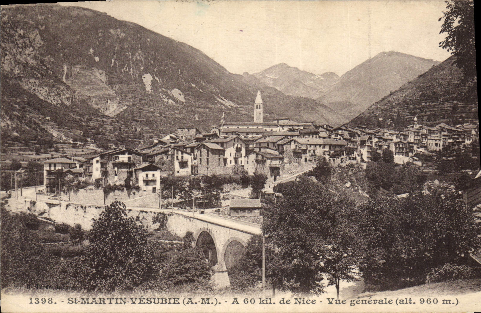 St-Martin-Vésubie (A.M.) — Allgemeiner Blick (Höhe 960 m.) — Verlag H. Corte, Nr. 1398