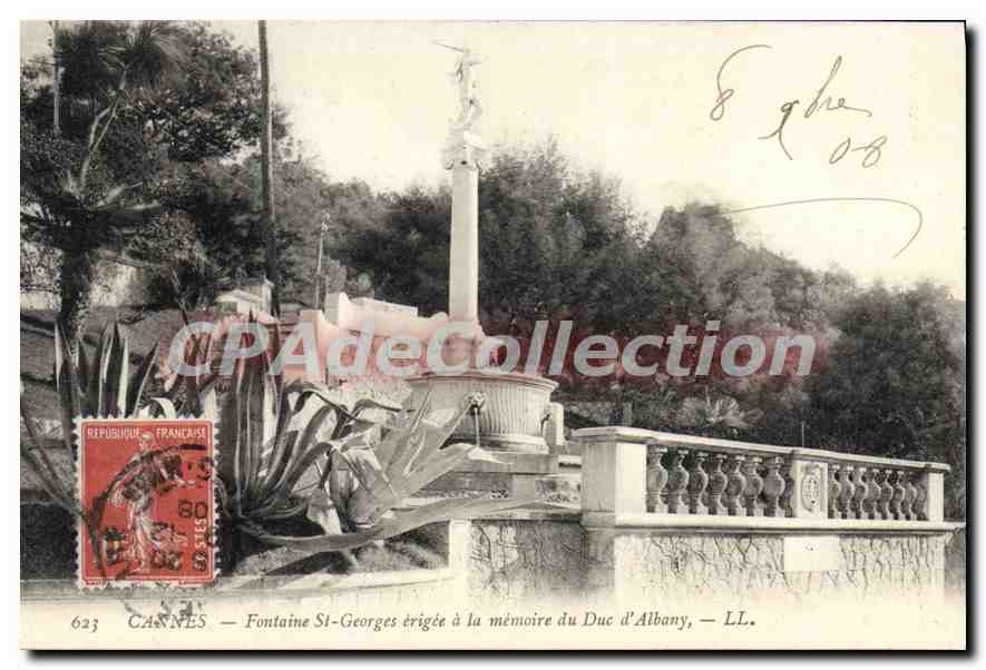 CPA Cannes Fontaine St Georges erigee a la memoire du Duc d'Albany 
