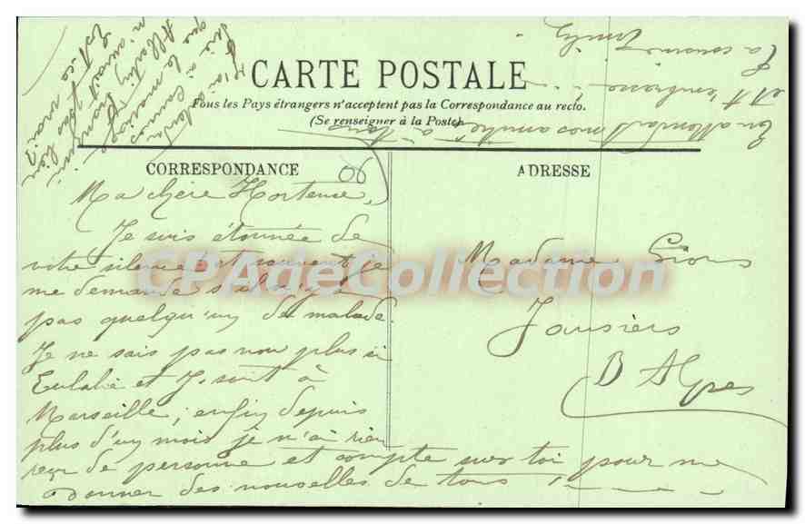 CPA Cannes Fontaine St Georges erigee a la memoire du Duc d'Albany  — Verso