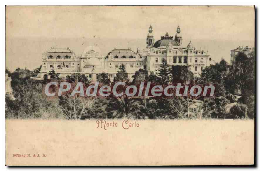 Monte Carlo — vue du Casino et des bâtiments — éditeur R. & J. D., n° 10325 - Anverso