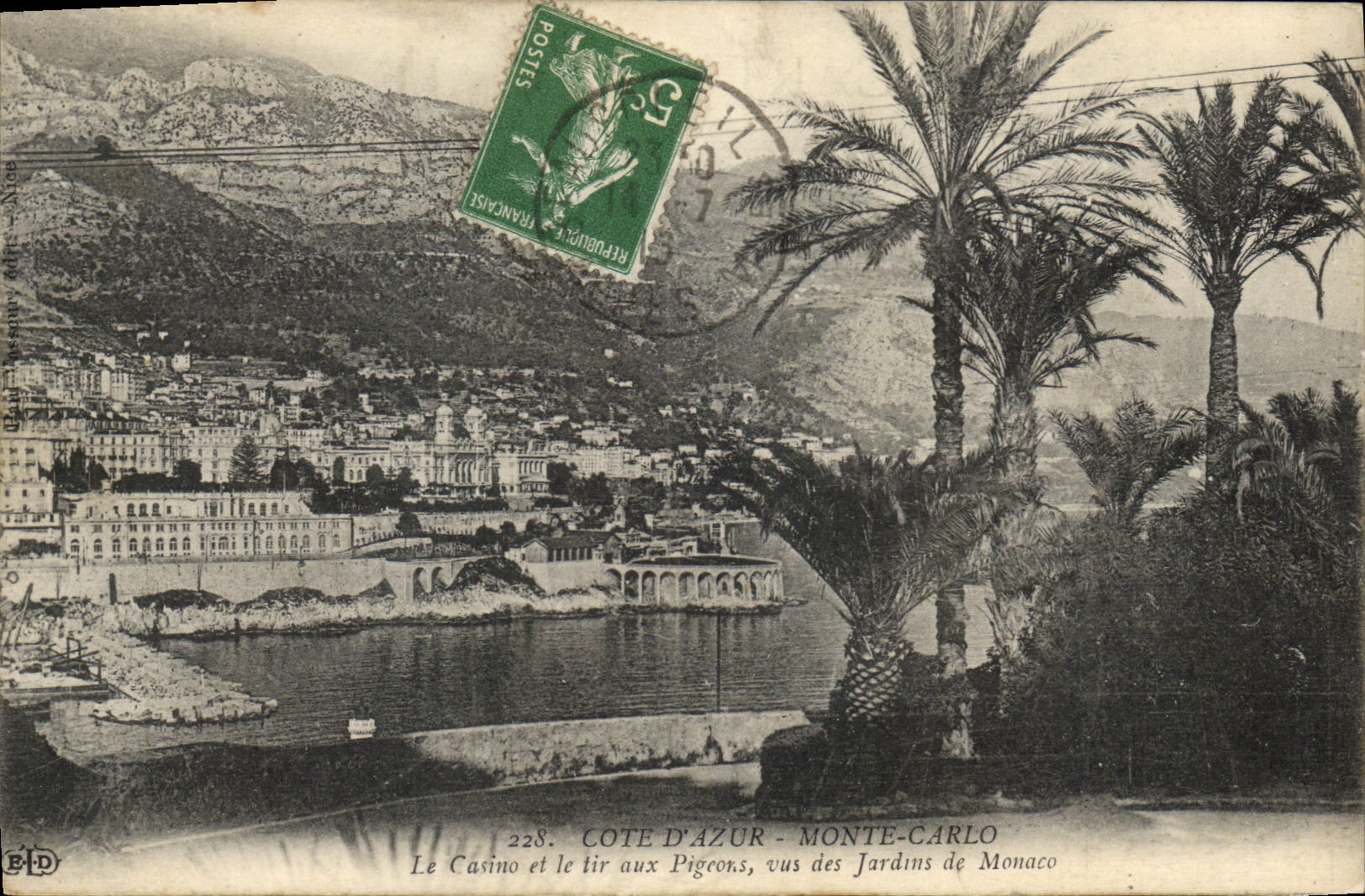 Côte d'Azur - Monte-Carlo — Le Casino et le tir aux pigeons vus des Jardins de Monaco — Éditeur BPD, n° 228