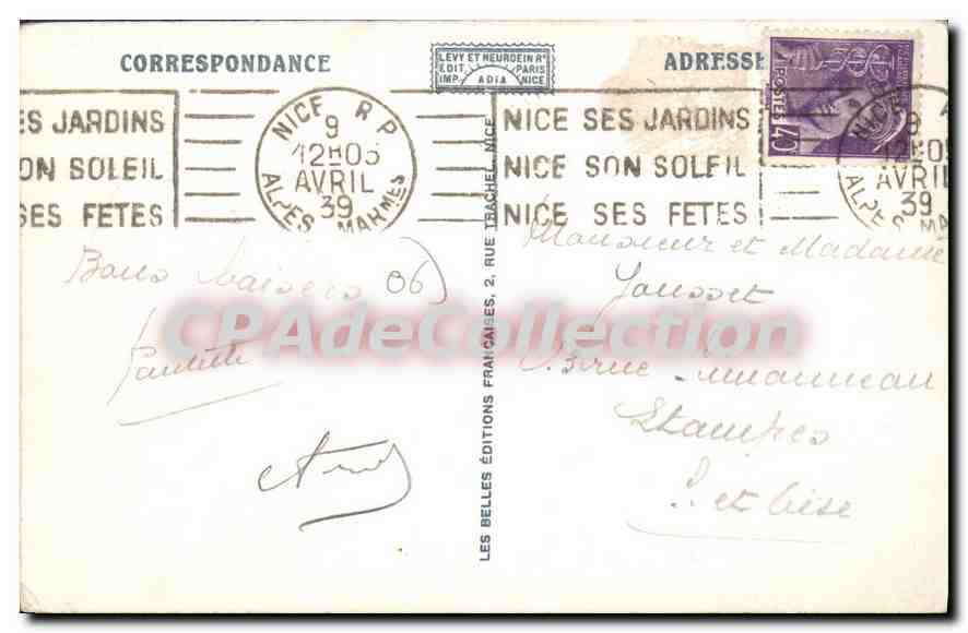 CPA Cannes Vue generale prise du Mont Chevalier  — Rückseite