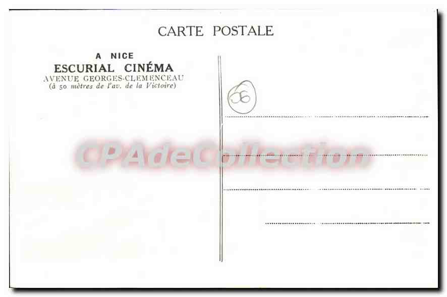 CPA La Plus belle salle de la Cote d'Azur Nice l'escurial Av George Clemenceau  — Rückseite