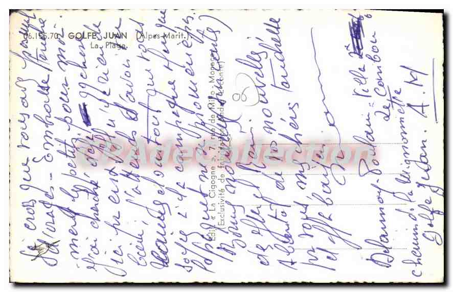 CPA Golfe Juan Alpes Marit la plage  — Verso