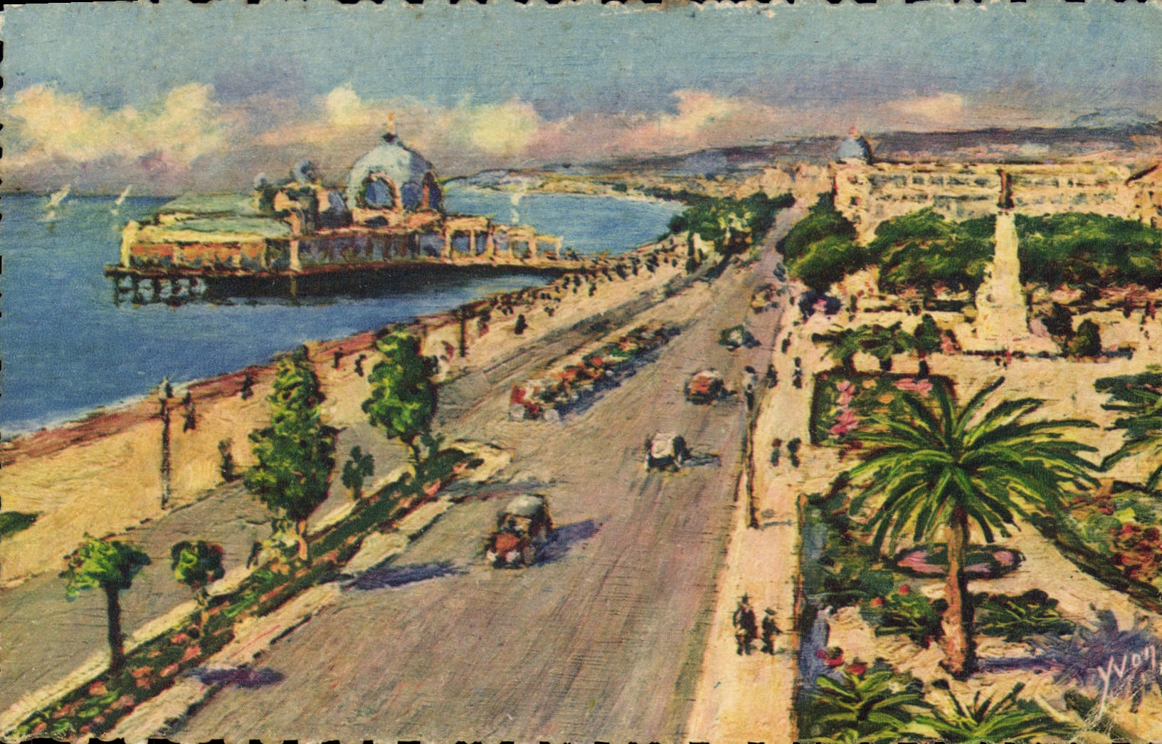 CPA Cote d'Azur Nice Alpes Maritimes promenade des Anglais Jardins Albert I palais de la Jetee 