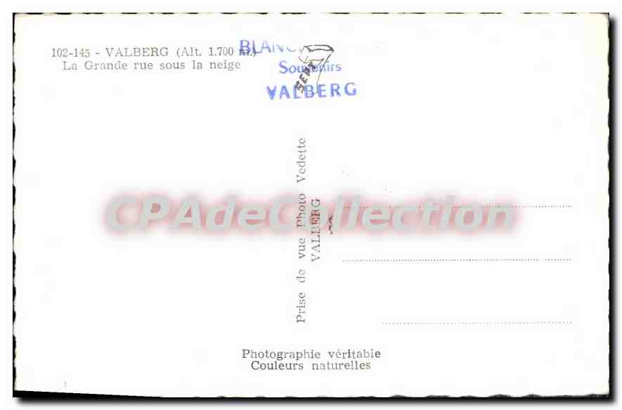 CPA Valberg la Grande rue sous la Neige  — Verso