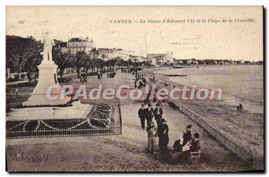 CANNES — La Statue d'Edouard VII et la Plage de la Croisette
