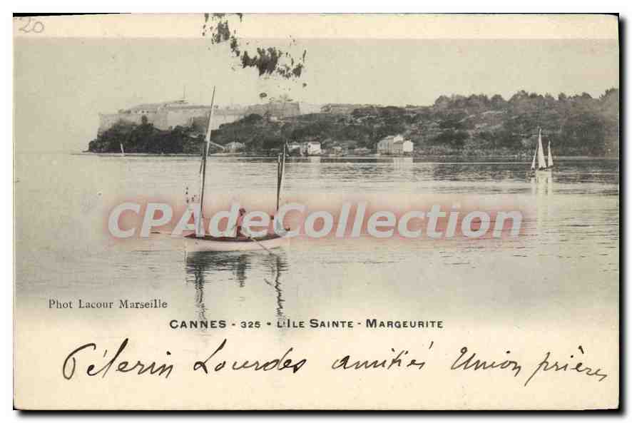 Cannes - L'Île Sainte-Margeurite — vue lacustre avec voiliers — Phot Lacour Marseille, n°325