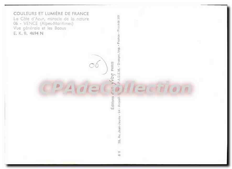 CPSM Couleurs et Lumiere de France La Cote d'Azur miracle de la nature Vence Alpes Maritimes Vue gen — Reverso