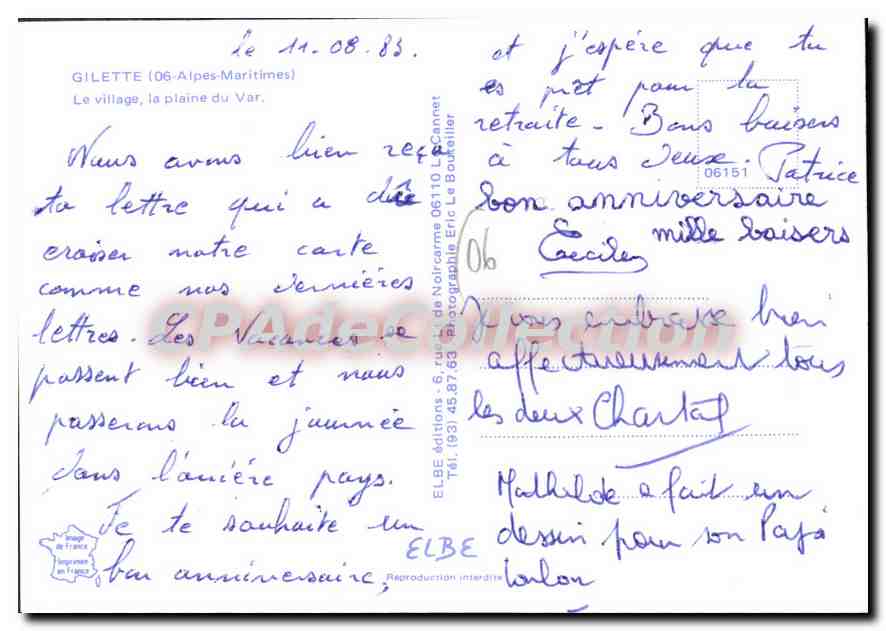 CPSM Gilette Alpes Martimes Le village  — Rückseite