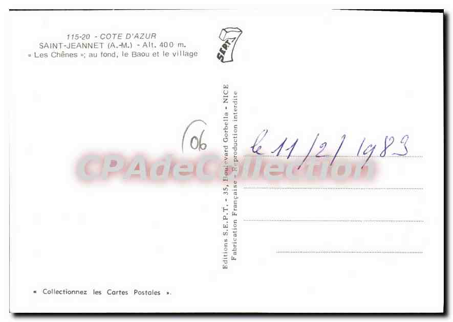 Saint-Jeanet — Les Chênes, vue sur le Baou et le village — Editions S.E.P.T. - 115-20 — Reverso
