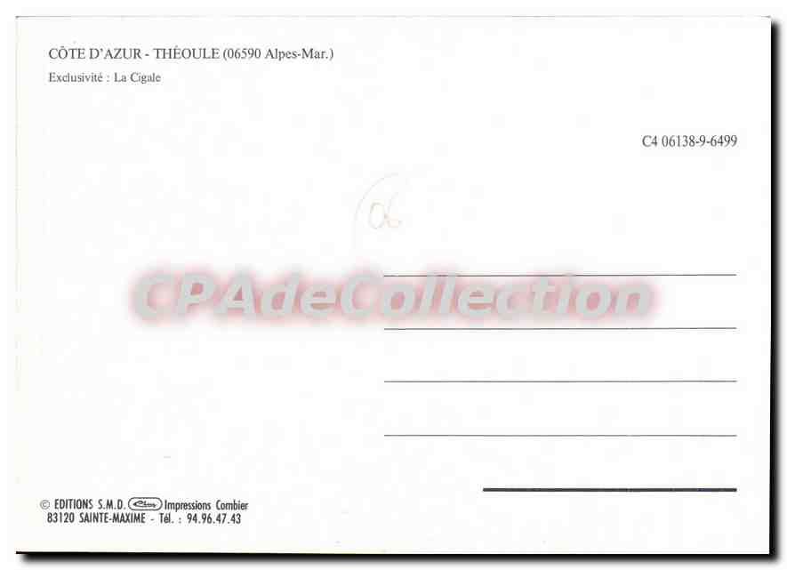 CPSM Cote d'Azur Theoule Alpes Mar Exclusitive la Cigale  — Rückseite