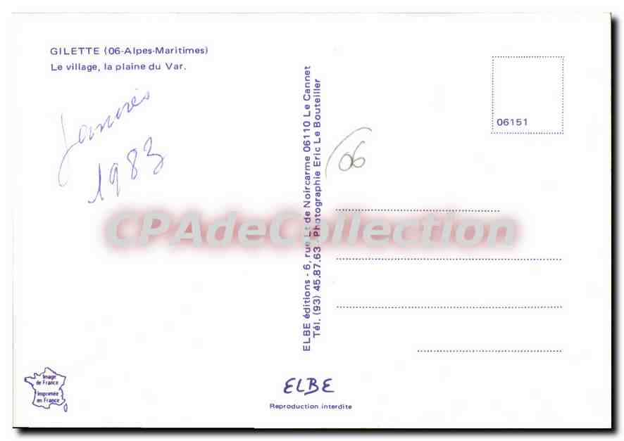CPSM Gilette Alpes Maritimes le village la plaine du Var  — Verso