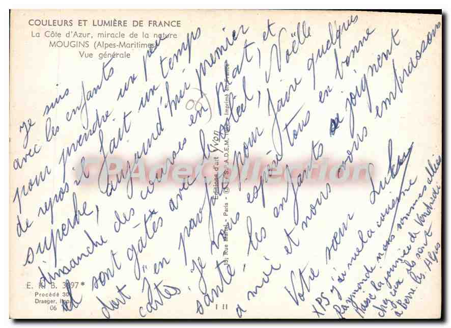 CPSM La Cote d'Azur Miracle de la Nature Moungins Alpes Maritimes vue generale  — Rückseite