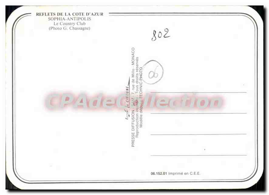 CPSM Reflets de la Cote d'Azur Sophia Antipolis le country Club  — Verso