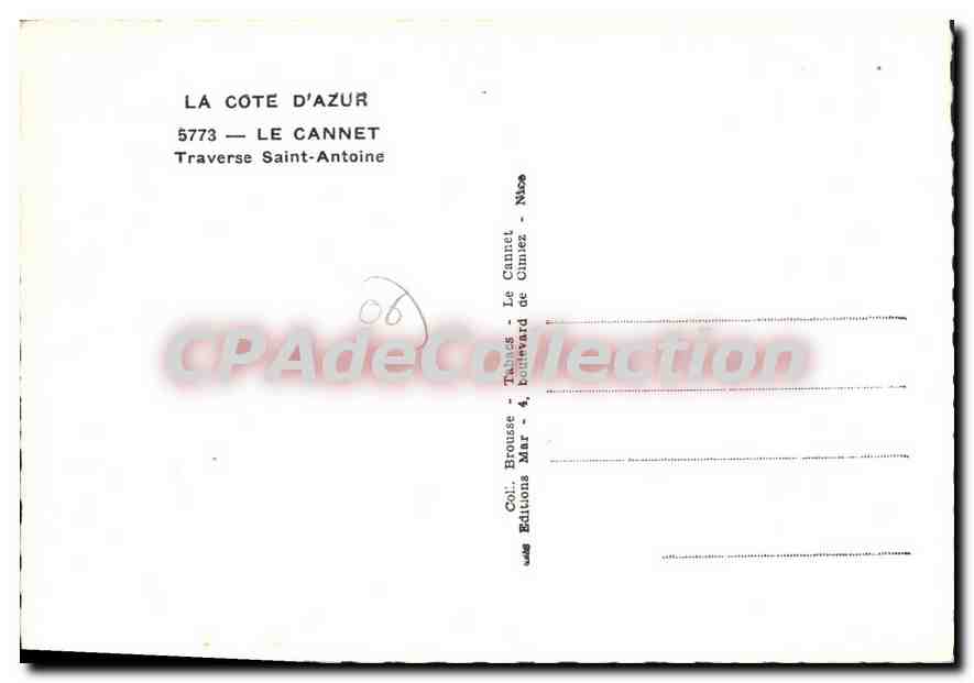 CPSM La Cannet La Cote d'Azur Traverse Saint Antoine — Rückseite