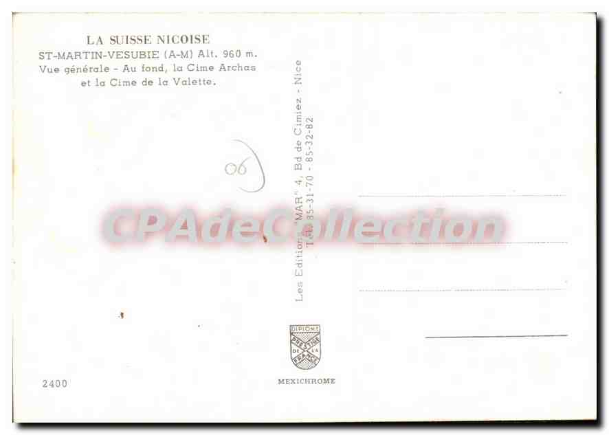 CPSM St Martin Vesubie (A M) alt 960 m La Suisse Nicoise Vue generale au fond la Cime Archas et la C — Reverso