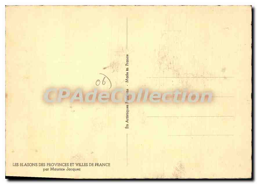CPSM Les Blasons des Provinces et Villes de France par Maurice Jacquez cannes vence antibes puget gr — Verso