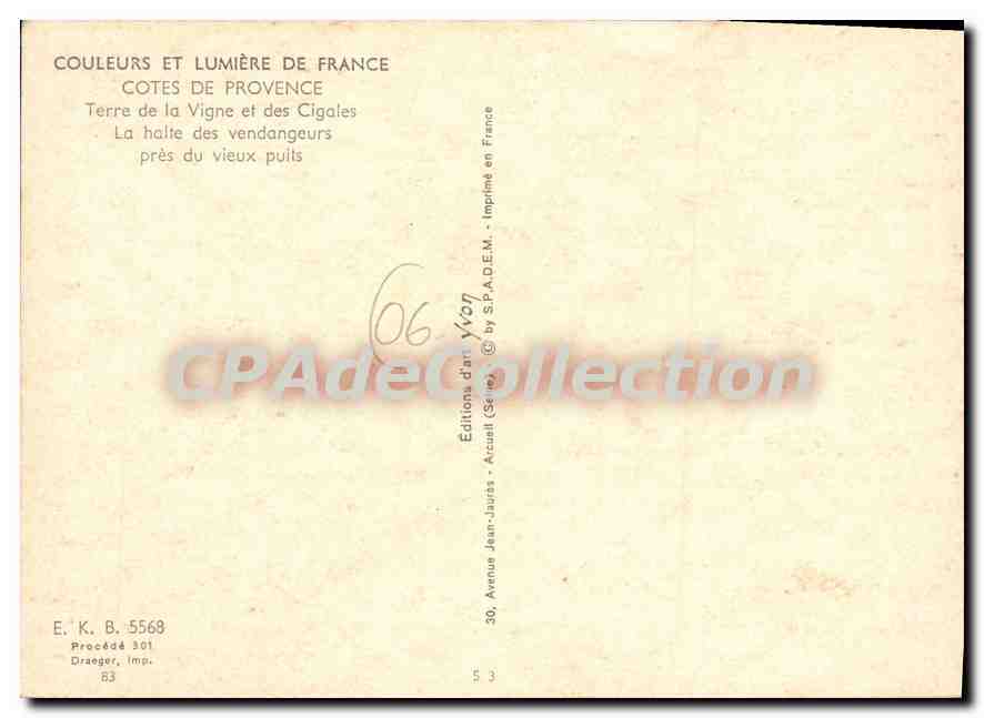 CPSM Cotes de Provence Couleurs et Lumiere de France Terre de la Vigne des Vendangeurs pres du vieux — Verso