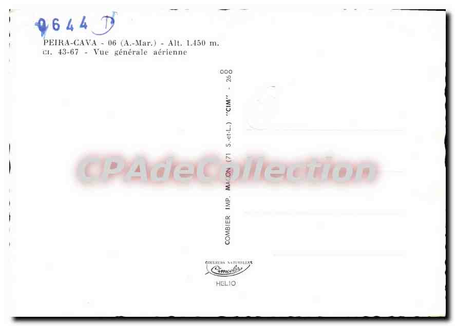 CPSM Peira Cava (A Mar) Alt 1450 m Vue generale aerienne — Verso