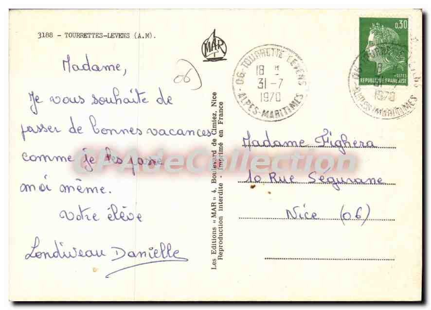 CPSM Tourrettes Levens (A M) — Verso