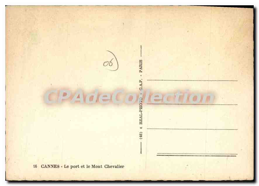 CPSM Cannes Le port et le Mont Chevalier — Rückseite