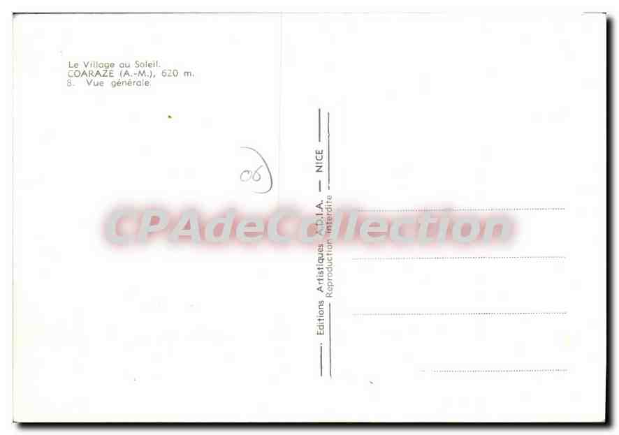CPSM Coaraze (A M) 620 m Le Village au Soleil Vue generale — Verso