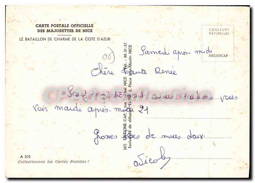 CPSM Le Bataillon de Charme de la Cote D'Azur — Rückseite