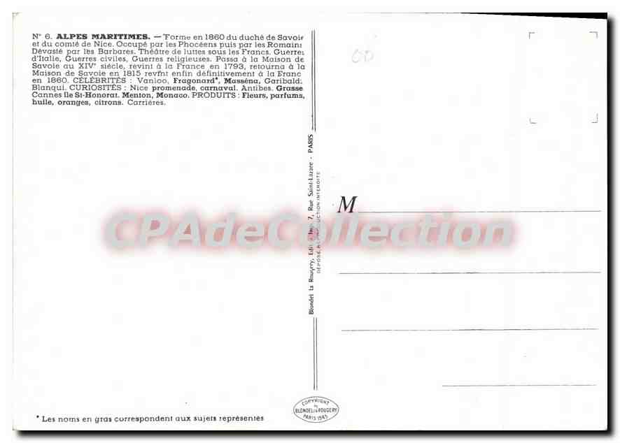 CPSM Alpes Maritimes — Verso