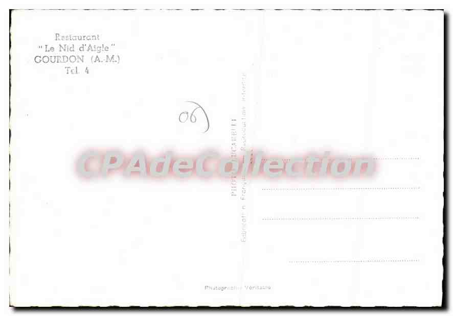 CPSM Courdon (A M) Restaurant Le Nid d'Aigle — Verso