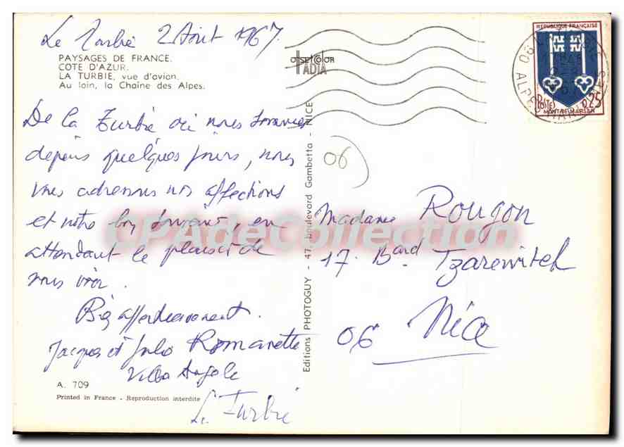 La Turbie — vue d'aviion — Éditions Françaises — Achterkant