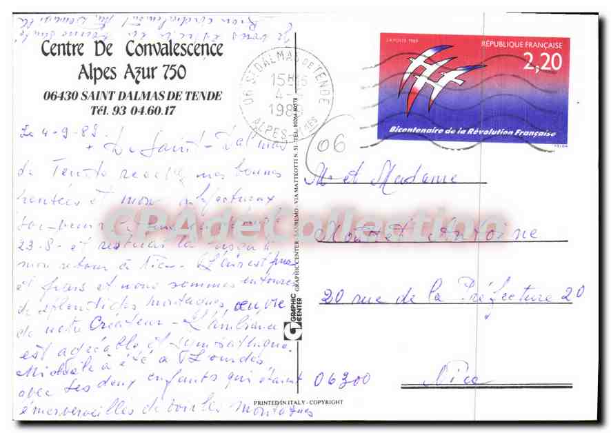 CPSM Saint Dalmas de Tende Centre de Convalescence Alpes Azur — Verso